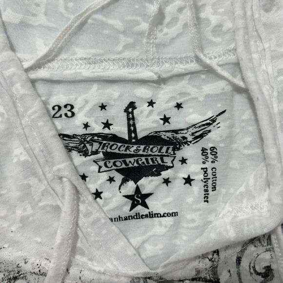 Panhandle Rock Roll T Shirt Womens Small Cowgirl Beaded Hoodie Y2K Gothic Biker - Picture 11 of 13